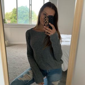 charcoal grey knit sweater